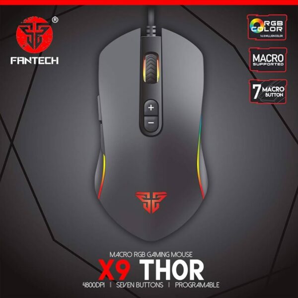 FANTECH MOUSE GAMING X9 THOR RGB 4800DPI 7 BUTTONS