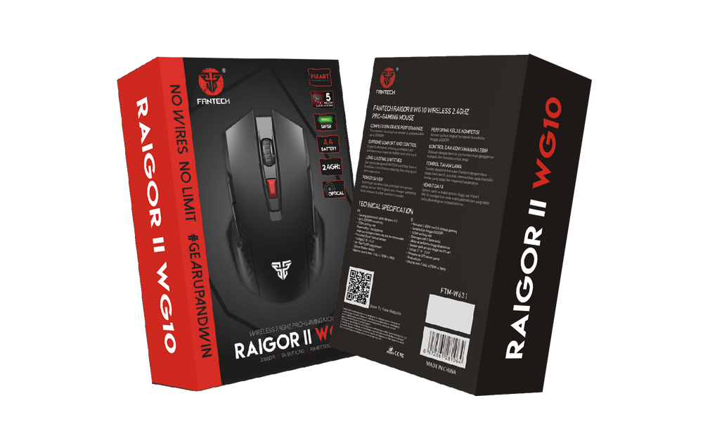 FANTECH MOUSE USB  WG10 RAIGOR 2 RED 2000 DPI