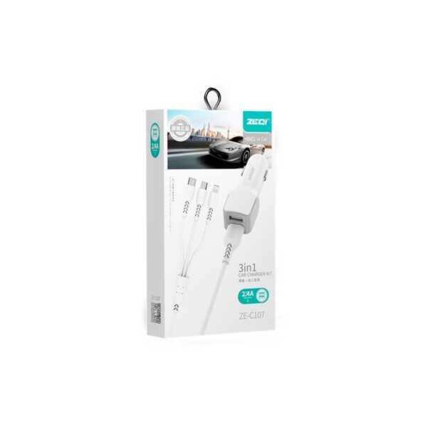 Zeqi car charger kit wit cable 3 in 1 _ze-c107